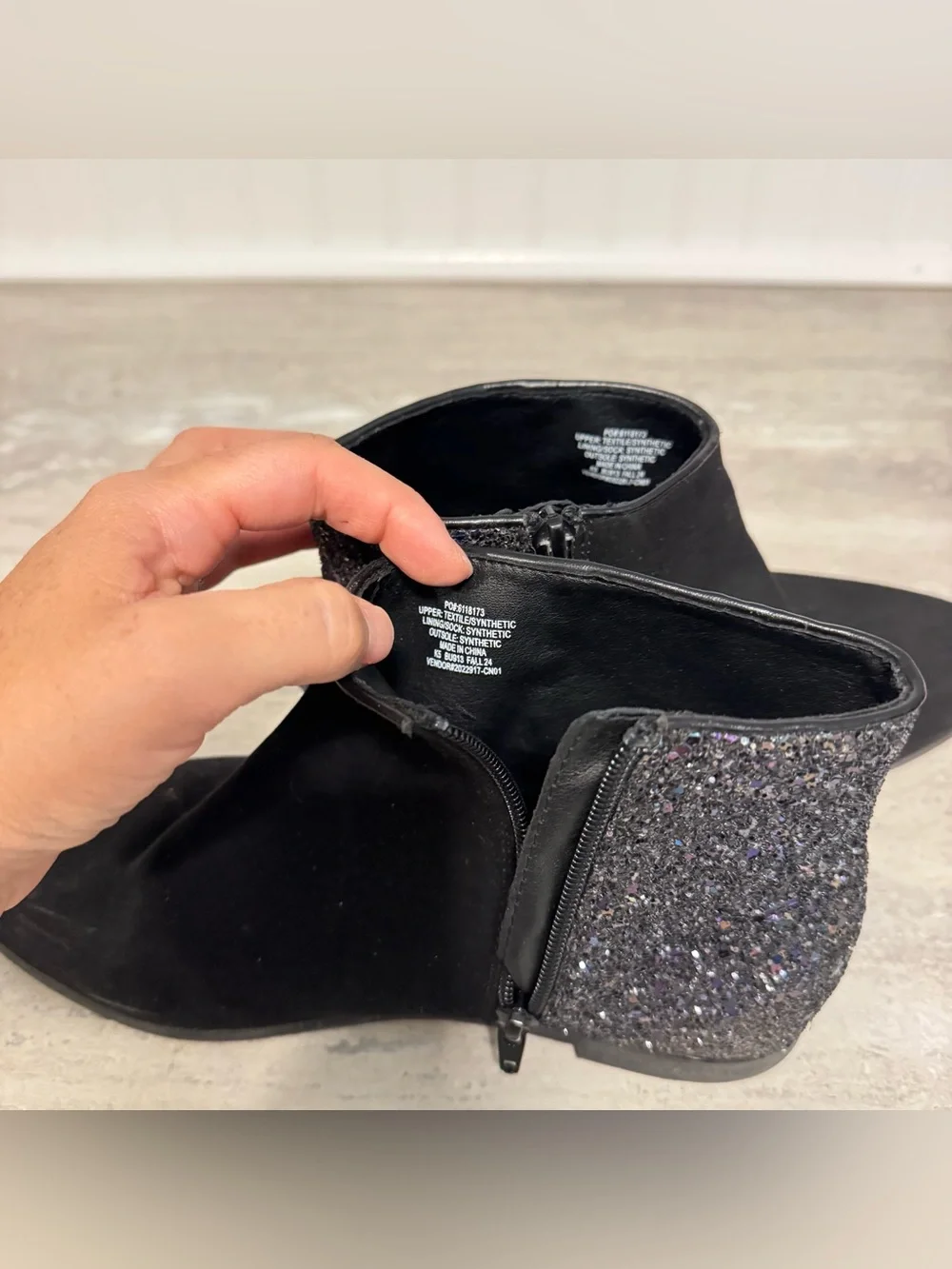 J Crew Crewcuts Girls Kids 5 Glitter Back Ankle Boots Side Zip Cushioned